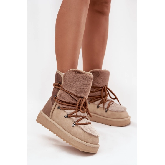 Dámské sněhové boty s kožíškem DFSH370012 Béžová - DFranklin