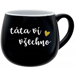 TÁTA VÍ VŠECHNO - černý keramický hrníček 300 ml