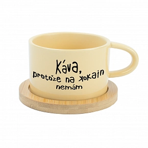 KÁVA, PROTOŽE NA KOKAIN NEMÁM - žlutý hrníček makronka 200 ml