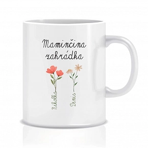 Personalizovaný klasický bílý keramický hrníček 300 ml s maminčinou zahrádkou