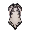 Dámské průhledné sexy body V-8910 Černá s béžovou - Axami