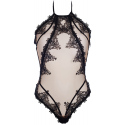 Dámské průhledné sexy body V-8910 Černá s béžovou - Axami