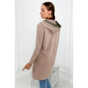 Dámská delší mikina s ozdobnou stuhou 9320 Béžová - K-Fashion