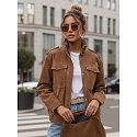 Dámská semišová bunda bomber TY5644  hnědá - FashionStreet