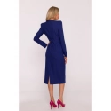 Dámské tužkové šaty s ozdobnými rameny S412 modré - Stylove
