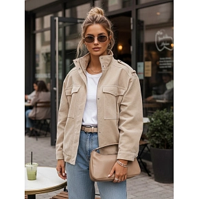 Dámská semišová bunda bomber TY5653 béžová -  FashionStreet 