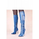 Dámské kozačky na podpatku SXX-5 Jeans modrá - Step in Style