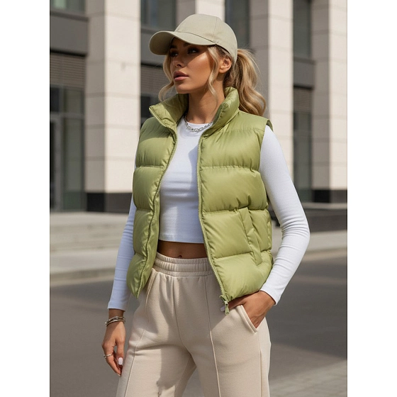 Dámská prošívaná vesta WILLOW TY3797 pistáciová -  FashionStreet 