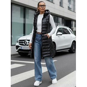 Dámská prošívaná vesta s kapucí TY5255 černá  - FashionStreet 