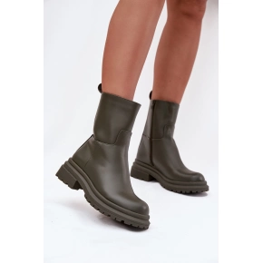 Dámské kotníkové boty na platformě ML245 Khaki tmavě zelená - Diamantique