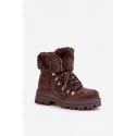 Dámské zateplené kotníkové boty s kožíškem 9685 Tmavě hnědé MARQUIIZ