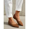 Dámské semišové baleríny ZY1349 hnědé -  Ideal Shoes