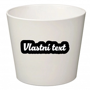 Bílý keramický květináč s vlastním textem s obrysem - velký 