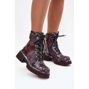 Dámské kotníčkové kožené workery 07072-23 Bordó vzor - Maciejka