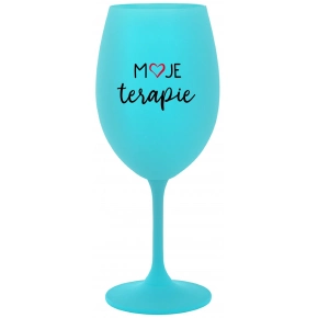 MOJE TERAPIE - tyrkysová sklenice na víno 350 ml