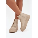 Dámské zateplené kotníkové tenisky na platformě SS274535 Světle béžová - Big Star