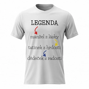 Pánské bavlněné tričko s potiskem - LEGENDA - bílé