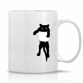 KOČKA V KAPSE - klasický bílý keramický hrníček 300 ml KOČKA V KAPSE - klasický bílý keramický hrníček 300 ml