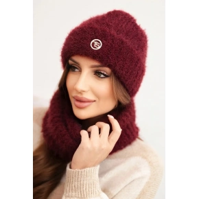Dámská souprava čepice a šály bordó - K-Fashion Dámská souprava čepice a šály bordó - K-Fashion