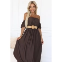 Maxi šaty v boho stylu 614-1 čokoládové - Numoco