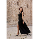 Dámské dlouhé šaty SUK0407 Černá se třpytem - Roco Fashion