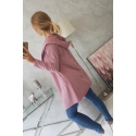 Volná bunda s kapucí 8928 tmavě růžová - Kesi