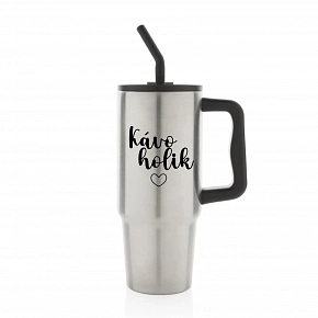 KÁVOHOLIK - stříbrný cestovní termohrnek 900 ml KÁVOHOLIK - stříbrný cestovní termohrnek 900 ml