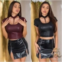Sexy tričko Wet look 94901 fialové - KouCla