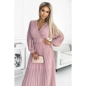 Plisované šaty 414-2 KLARA starorůžové - Numoco