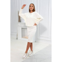 Dámský svetrový set halenka + šaty 24647 Ecru - Kesi