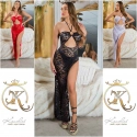 Dámské sexy krajkové šaty s výstřihem 0000K20862 Červená - Koucla