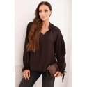 Dámská blůza z viskózy tmavě hnědá - FPrice