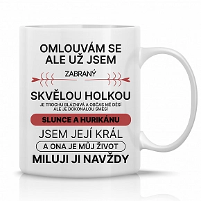 ZABRANÝ SVĚLOU HOLKOU - klasický bílý keramický hrníček 300 ml ZABRANÝ SVĚLOU HOLKOU - klasický bílý keramický hrníček 300 ml