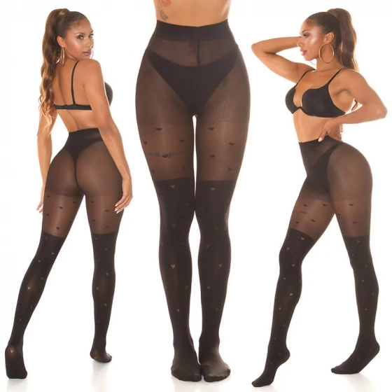 Dámské sexy punčocháče Heart SH6718 černé - In-StyleFashion