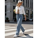 Dámské široké džíny UY2871 modré - FashionStreet