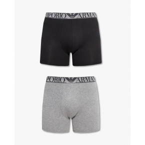 Pánské boxerky 2 pack 111912 2F720 08649 šedá/černá - Emporio Armani