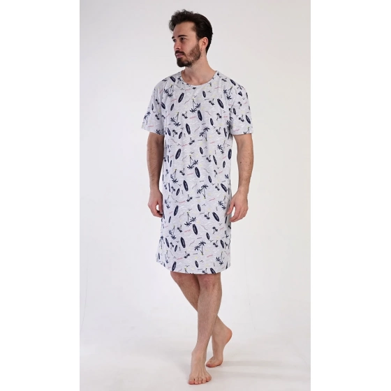 Pánská noční košile Surfing Šedá s potiskem - Vienetta