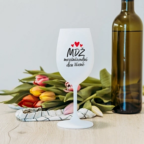 MEZINÁRODNÍ DEN ŽÍZNĚ - bílá sklenice na víno 350 ml MEZINÁRODNÍ DEN ŽÍZNĚ - bílá sklenice na víno 350 ml