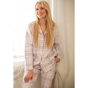 Dámské pyžamo LNS 401 Světle béžová vzor - Key