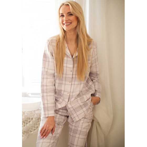 Dámské pyžamo LNS 401 Světle béžová vzor - Key