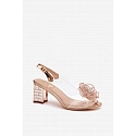 Dámské sandály na podpatku s ozdobou D&A MR52-238 Růžové zlato - D&A