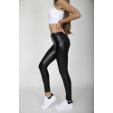 Dámské kalhoty Hugz Black Faux Leather Mid Waist - HUGZJEANS