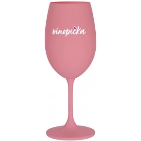 VÍNOPIČKA - růžová sklenice na víno 350 ml (bílý text) VÍNOPIČKA - růžová sklenice na víno 350 ml (bílý text)