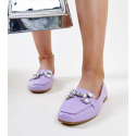 Dámské mokasíny s ozdobnou sponou M615 Purple světle fialová - Wellspring