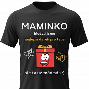 Dámské bavlněné tričko s potiskem - NEJLEPŠÍ DÁREK PRO MAMINKU - černé 