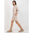 Dámské šaty LO SK LK 259.08 Béžová s bílou - Rue Paris