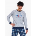 Junior chlapecké pyžamo Thing 967/54 Šedá s tmavě modrou vzor - Cornette