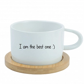 HRNEK I am the best one :) - bílý hrníček makronka 200 ml