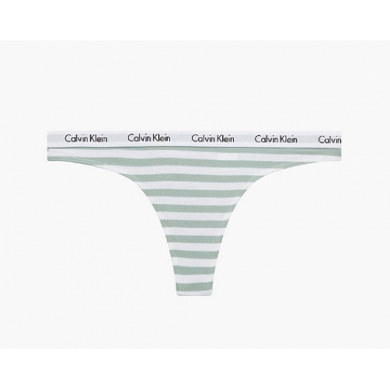 Dámská tanga D1617E 5XD bílá/zelená - Calvin Klein