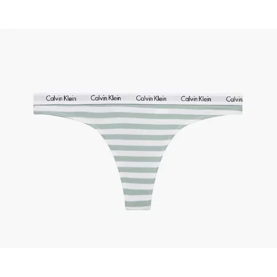 Dámská tanga D1617E 5XD bílá/zelená - Calvin Klein